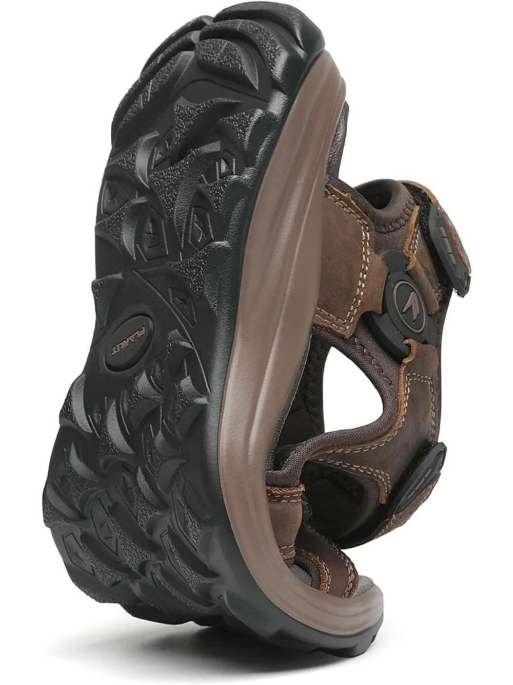 Mens Dark Brown Adjustable Open Toe Leather Athletic Sport Hiking Sandal Shoes